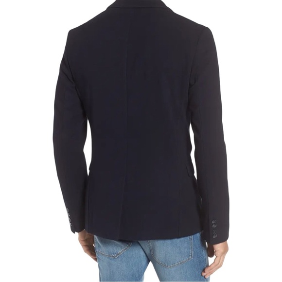 HUGO BOSS Arwido Slim Fit Stretch 2 Button Blazer Dark Blue Knit Size 40R - Picture 5 of 16
